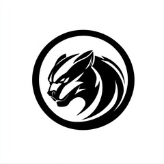 Obraz premium Stylized badger head logo in a circle.