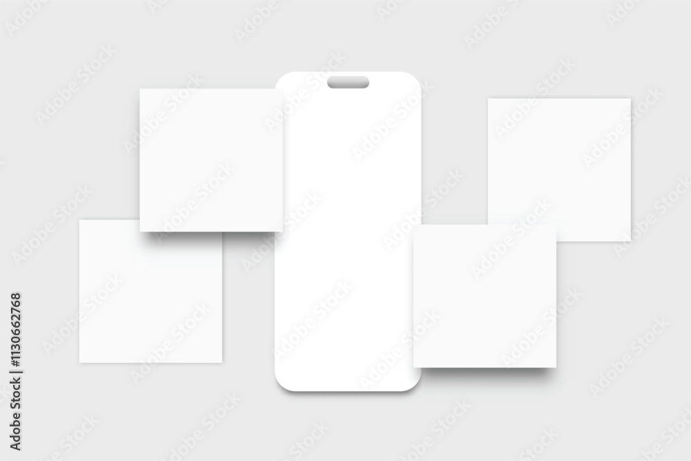 Poster social media post interface mockup. social media mobile app page template design for user carousel s