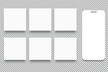 Fototapeta premium Social media post interface mockup. Social media mobile app page template design for user carousel stories feed. Vector illustration design user interface empty template on social network 