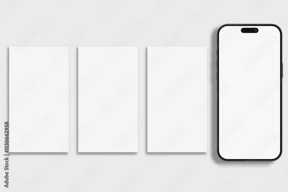 Canvas Prints smartphone mockup with social media stories interface mockup. mobile app page template design for us