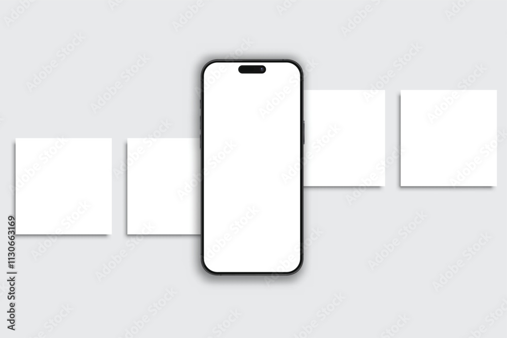 Canvas Prints smartphone mockup with social media post interface mockup. mobile app page template design for user 