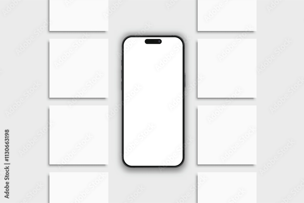 Canvas Prints smartphone mockup with social media post interface mockup. mobile app page template design for user 