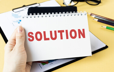 Writing problems and solutions list. Text problems and solutions on paper.