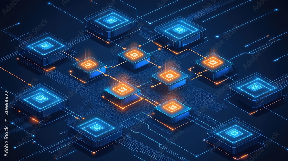 Poster abstract technology background with digital circuits and nodes