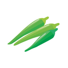 アイソメトリック_立体的でシンプルなオクラのイラスト