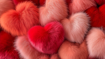 Red orange and pink valentines hearts horizontal background for wallpaper mobile or romantic design