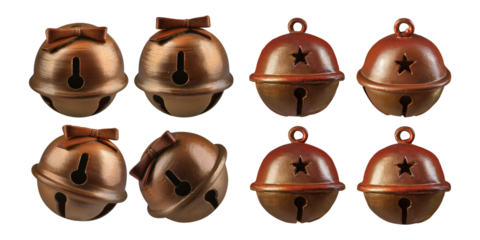 Decorative Vintage Jingle Bells Collection, PNG collection, set bundle, isolate on transparent or white background