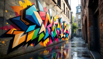 Fototapeta premium 3D Street Art on Brick Building