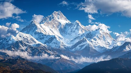Fototapeta premium Beautiful scenic Himalayas covered in snow