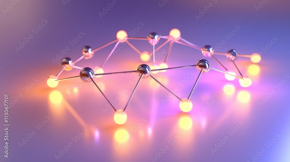 Poster illuminated abstract network structure with glowing nodes and connections