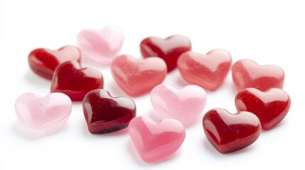 Obraz premium Group of pink and red hearts isolated over white as a background