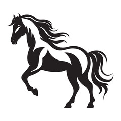 Obraz premium The illustrations and clipart. A black-and-white silhouette of a horse