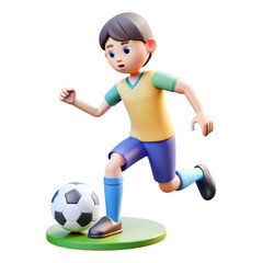 Obraz premium people Playing Soccer 3d cartoon style illustration 