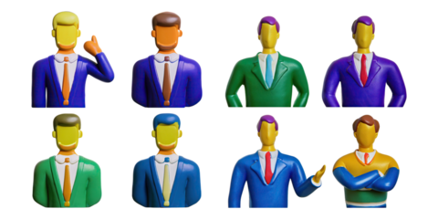 Colorful Figure Icons for Business and Confidence, PNG collection, set bundle, isolate on transparent or white background