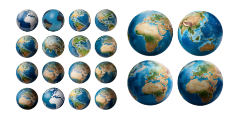 Earth Globe Collection with Transparent Background