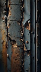 A seamless 3D texture featuring thick, rugged metal with deep, jagged cracks running across the surface. metal texture background, cracked metal seam rusty metal door, old metal texture