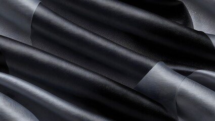 Fototapeta premium Minimalist background with overlapping fabric textures in shades of gray and black. Modern and contemporary design concept.
