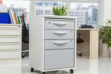 This practical rolling office cabinet features three spacious drawers, designed for efficient organization. It complements any workspace with its clean lines and modern look, providing easy access to 