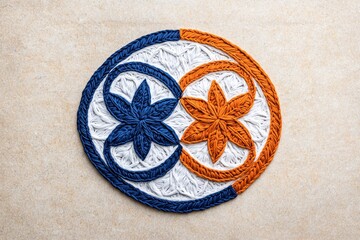 Yin Yang Mandala Blue Orange String Art Crafts