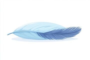 A soft blue feather isolated on a white background, symbolizing lightness and elegance