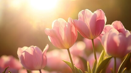 Fototapeta premium pink tulips in spring