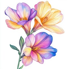 Fototapeta premium Vibrant freesia bloom, showcasing its beauty