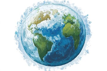 Realistic Earth Globe Showing Climate Change Effects: Heatwaves, Thinning Ice Caps, and Forest Browning
