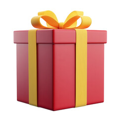 3D cartoon render gift box on isolated transparent background cutout