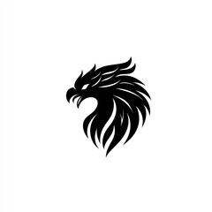 Fierce black eagle head vector graphic.