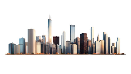Isolated view of a modern city skyline with skyscrapers, symbolizing contemporary architecture and design innovation.