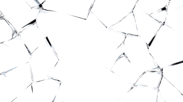 Broken Glass Shards with Transparent Background