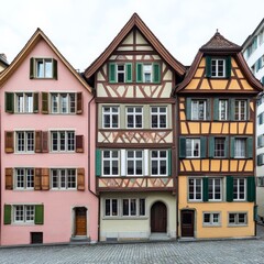 Fototapeta premium Medieval facades city promenade, Zurich