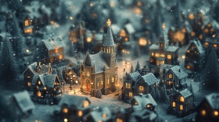 Enchanted Winter Village: A Miniature Christmas Town Under Falling Snow