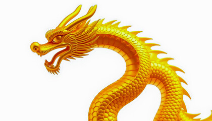A golden dragon sculpture detailed in intricate patterns, representing strength, power, and good fortune in Chinese tradition.