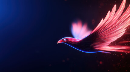 Fototapeta premium Futuristic firebird soaring through vibrant, high tech atmosphere