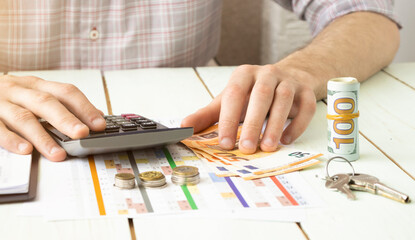 Accountants calculating profit - closeup shot of hands counting money