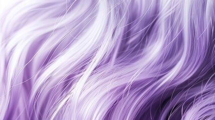 Wavy textured abstract purple hair background. Lilac and white pastel colors. Close up of curly long hairstyle. Backdrop for fashion and beauty industry concept