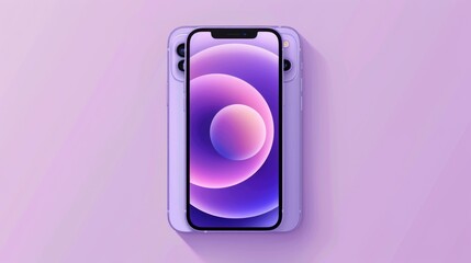 Mobile phone image with a light purple background, in a flat front view, in an illustration style. Simple design