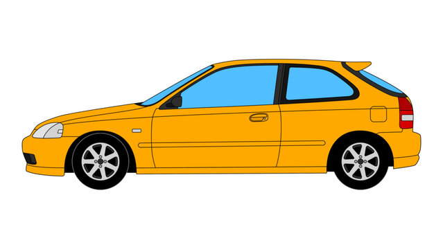 Honda Civic 6th Generation Japan Retro Compact Hatchback Vector Speed Icon Classic Vehicle Automobile Auto