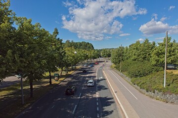 View of Mäkelänkatu street in summer, Helsinki, Finland.