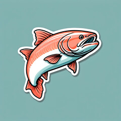 salmon sticker icon illustration