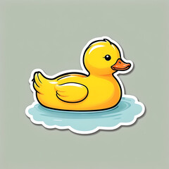 Fototapeta premium playful yellow rubber duck sticker icon illustration