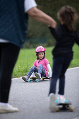 beautiful girl playing with her skateboard