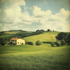 Obraz premium Tuscany meadows and farmhouses