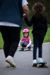 beautiful girl playing with her skateboard