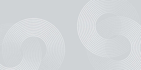 Abstract white glowing geometric lines on gray background. Modern shiny blue circle lines pattern. Futuristic technology concept. Suit for cover, poster,