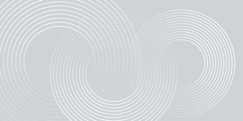 Abstract white glowing geometric lines on gray background. Modern shiny blue circle lines pattern. Futuristic technology concept. Suit for cover, poster,