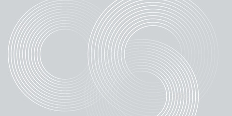 Abstract white glowing geometric lines on gray background. Modern shiny blue circle lines pattern. Futuristic technology concept. Suit for cover, poster,