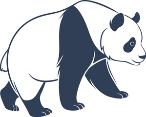 Obraz premium Panda line art vector and black and white drawing illustration design