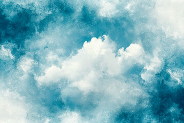 Fototapeta premium Serene blue sky with fluffy white clouds